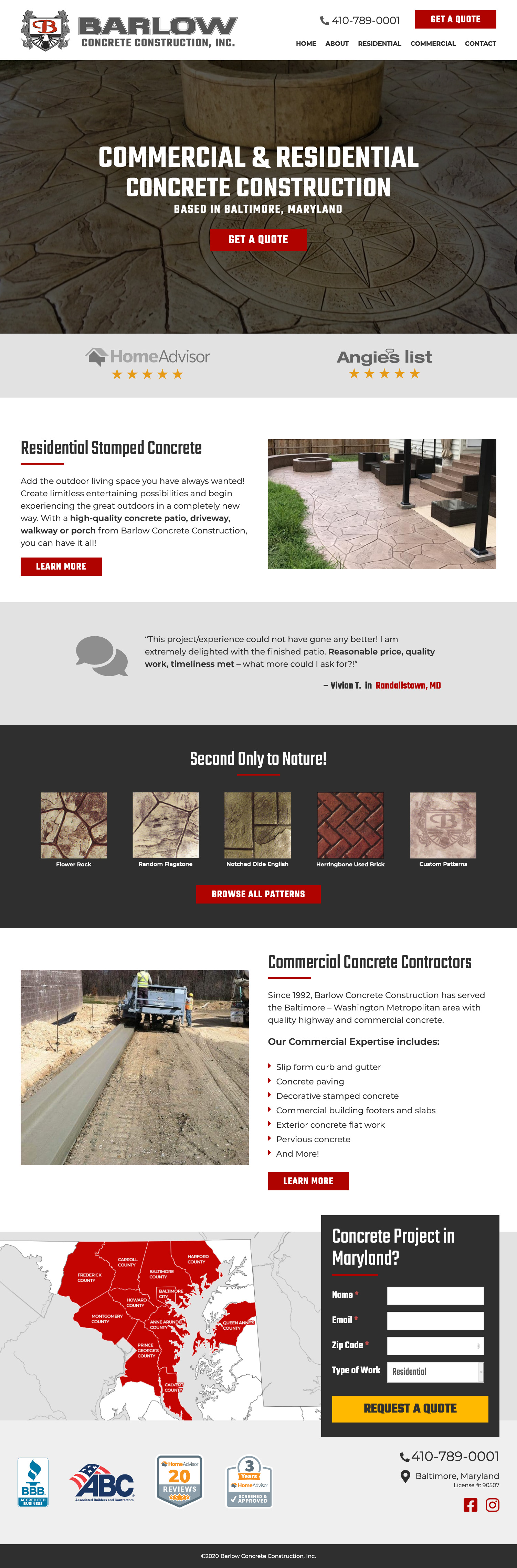 Website Design Comp for Barlow Concrete Construction, Inc.